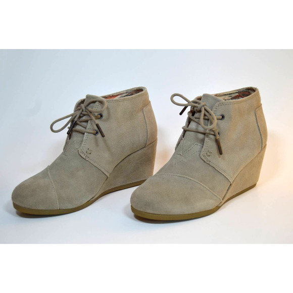 Toms taupe desert wedge boots size 7 - Picture 2 of 5